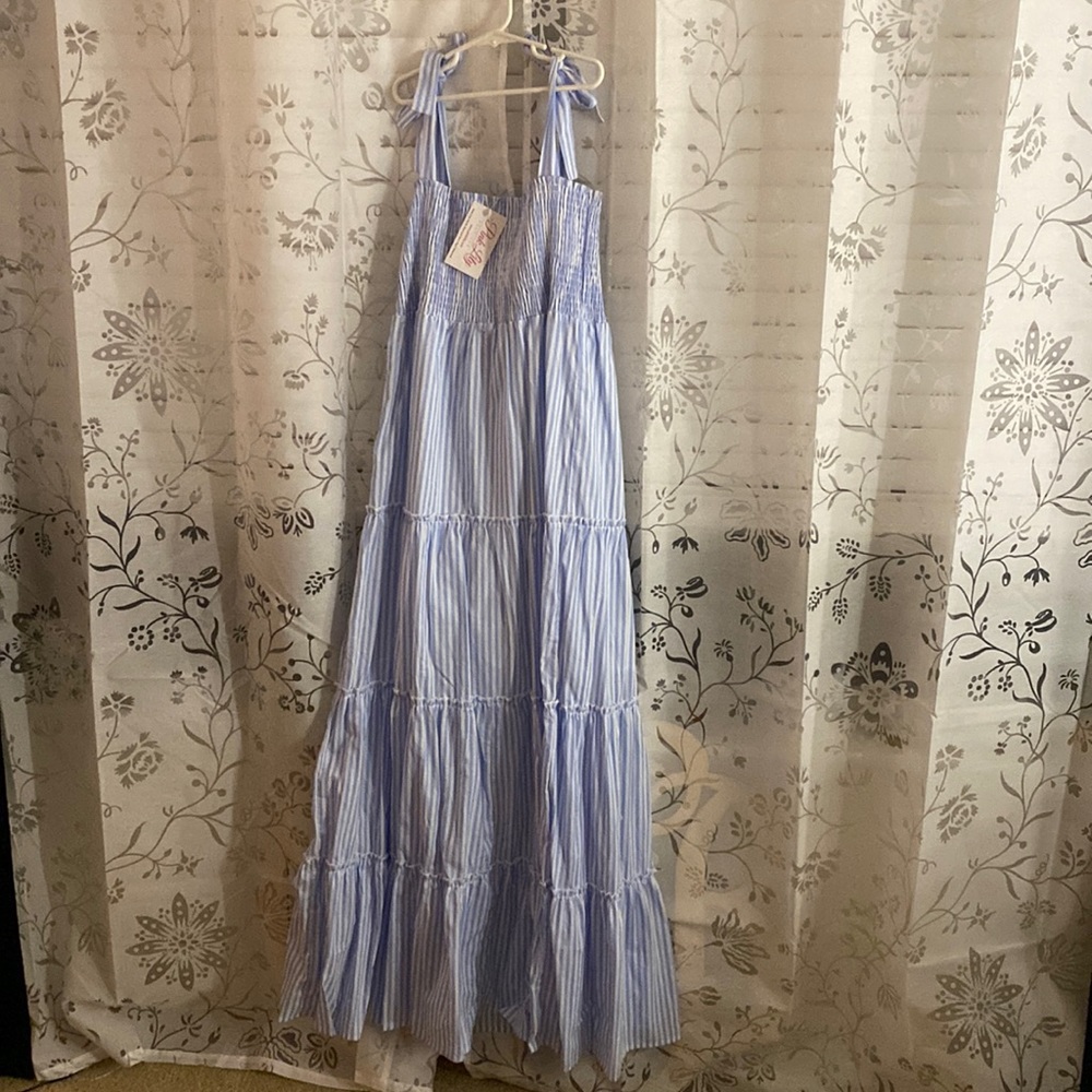 Pink lily ankle length/tie straps dress size large